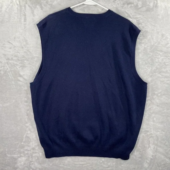 Polo Ralph Lauren Golf Sweater Vest men's XL Sleeveless V-Neck Cotton Knit Blue - Picture 9 of 9